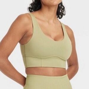 ALL IN MOTION Chartreuse Green Everyday Soft Longline Sports Bra Yoga Tank Top S